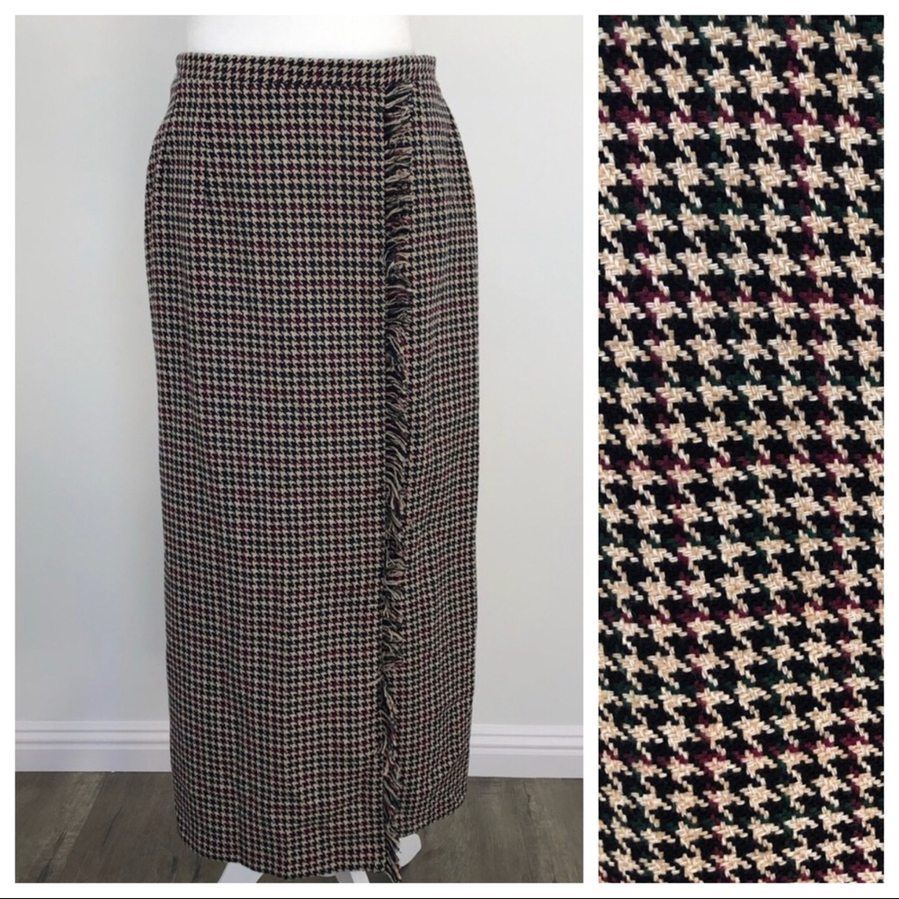 Maxi Houndstooth Skirt with Side Slit